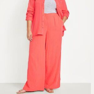 Old Navy High-Waisted Crinkle Gauze Super Wide-Leg Pants in Coral (XL) NWT!